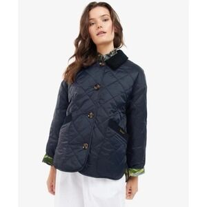 Barbour x House of Hackney Gransden Reversible Quilted Jacket Size 8 Navy EUC